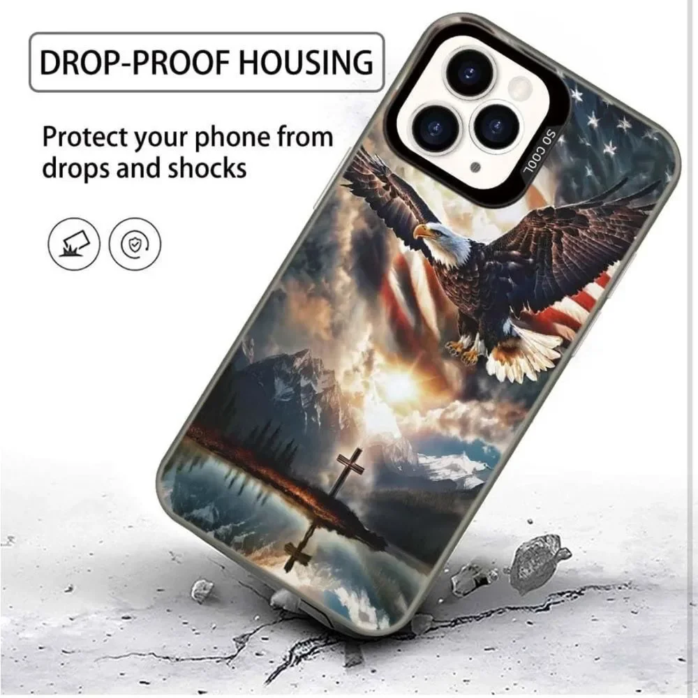 Eagle American Flag Case Compatible with iPhone 15 Pro Max 6.7 inch, Non-Slip